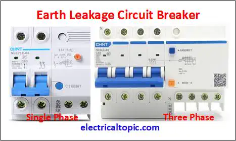 Earth leakage circuit breaker(ELCB): schematic diagram and types.